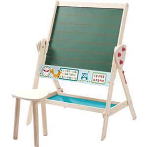 roba Set Lavagna e Seggiolino per Bambini, 69 x 57 x 99 cm, Legno Naturale/Verde