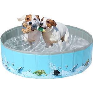COMSLE Piscina Pieghtvole per Cani Grandi, Antiscivolo Piscinetta per Cani Bambini Stabile Portatile, Resistente Piscina Cane in PVC 80cm / 120cm/ 160cm, Oceano