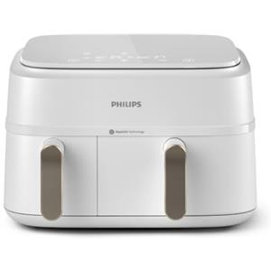 Philips Dual Basket Air Fryer - Cottura sana, veloce e versatile, Friggitrice ad aria con Doppio Cestello 9L, Touchscreen, design a 2 cestelli con doppia resistenza e termostati separati (NA353/10)
