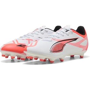 Puma Ultra 5 Play FG/AG - Scarpe da Calcio Unisex, Puma White-Puma Black-Glowing Red,