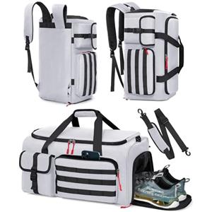 RAINSMORE 3 in 1 Borsone Palestra Uomo Donne Borsa Sportiva 45L Borsone Da Viaggio Grande Bagaglio a Mano con Scomparto Scarpe e Laptop Funzione Zaino