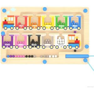 ZhouWei Giochi Montessori in Legno, Labirinto Magnetico Bambini di Colori e Numeri, Motricità Fine, Giocattolo Educativo, Palline Magnetiche Colorate, per Ragazzi Ragazze 3 4 5 6 7 Anni