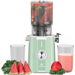 LINKChef Estrattore Frutta e Verdura, 200W Centrifuga Frutta e Verdura, 1.2L Estrattore di Succo a Freddo di Riempimento da 115 mm, Facile da Pulire, BPA Free, Verde chiaro