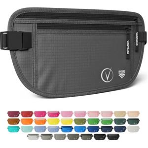 Vantamo Marsupio Uomo & Donna Ultrapiatto con protezione RFID, Marsupio Antiscippo con Cintura Regolabile, Ideale per Corsa e Escursioni e Viaggi, Leggero Cintura Portasoldi Sicuro