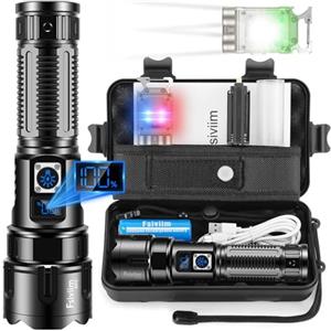 Fsiviim Torcia LED Potente Professionale, 1,000,000 Lumen Torcia Led Ricaricabile Potente, Ricaricabile USB Torcia Zoom, Per Campeggio Trekking Emergenza