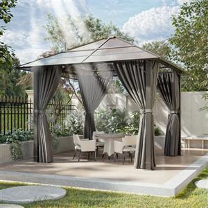 Devoko Gazebo 3 x 3 impermeabile, stabile, in alluminio, gazebo da giardino, con tetto fisso, protezione UV, adatto per scene esterne, grigio