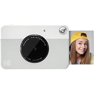 KODAK Printomatic Fotocamera digitale a stampa istantanea a colori - Foto di alta qualità su carta adesiva Zink 2x3 - 5MP, portatile, regalo creativo per compleanno, Natale, feste - Grigio