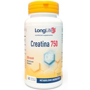 LongLife® Creatina 750 | Creatina monoidrato micronizzata ultrapura | Energia e forza muscolare | Performance fisica e sportiva | 60 capsule | Senza glutine e doping free