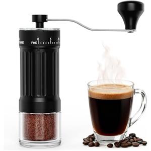 Euqvunn Macina Caffè Manuale con Macina in Ceramica, 40 Impostazioni di Macinatura Precise per French Press, Pour-Over, Moka Pot & Altro, Capacità di 30g