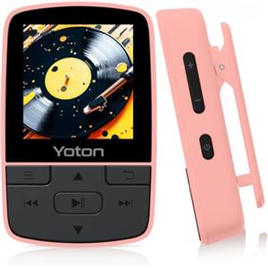 YOTON Bluetooth 5.2 MP3 Player, Portable Sports Music Clip, HiFi Audio, Independent Volume, FM Radio,Supports up to 128GB, Scheda SD non inclusa, Rosa