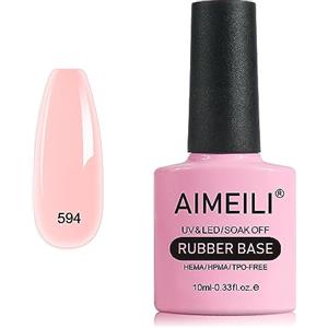 AIMEILI Serie Rosa Rubber Base Gel, Nude Rosa Smalto Semipermanente per Unghie, Elastic Base Rubber Gel UV/LED Soak Off Gel Nail Polish Gift Set - Bello Denso e Autolivellante - (594) 10ml
