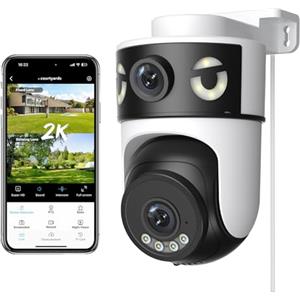 Reobiux 2K Telecamera Wi-Fi Esterno con Doppia Lente, 360° PTZ Videocamera Sorveglianza Esterno, Colori Visione Notturna, Tracciamento Automatico del Movimento, Registrazione 24/7, IP66