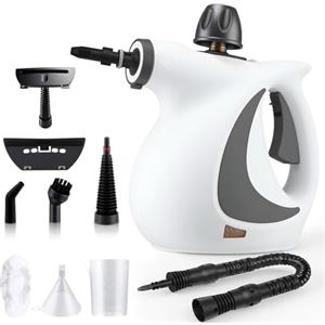 Anluomania Pulitore a Vapore, 1050W Pulitore a Vapore per Casa, Pistola a Vapore Multifunzione con 8 Accessori, Blocco di Sicurezza, Serbatoio 260mL, 3 Bar Steam Cleaner per pavimenti,finestre,cucina