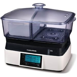 Morphy Richards Vaporiera Intellisteam Compact: 6 Litri, Acciaio Inossidabile, Bianco, Include Accessori per la Ciotola