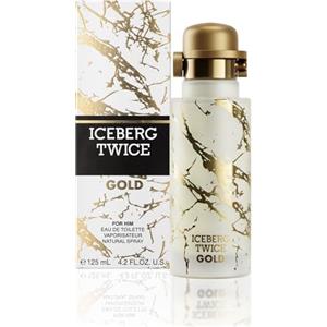 ICEBERG Twice Gold - Eau de Toilette 125 ml, Profumo da Uomo Opulento dalle Note Legnose e Vellutate, Lussuoso Flacone Cilindrico Effetto Marmo, Per Gli Uomini che Amano Vivere Intensamente