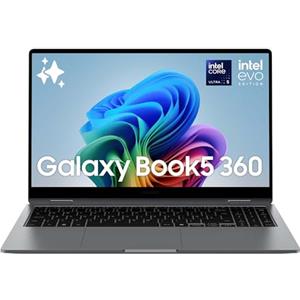 Samsung Galaxy Book5 360 15.6", Garanzia 3 anni, AI PC, Processore Intel Core Ultra 5 Serie 2, 16GB RAM, 512GB SSD, Display AMOLED TouchScreen, S Pen, Windows 11 Home, Copilot+ PC, Gray [ITA]