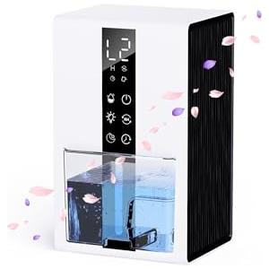 CURVAOP Deumidificatore Casa con 1800ml, Deumidificatore Casa Muffa con Modalità Sospensione e Timer 6-48 Ore, Controllo Umidità Auto (≥50% RH),Sbrinamento Auto & Spegnimento, Luci LED a 7 Colori(Versione I)