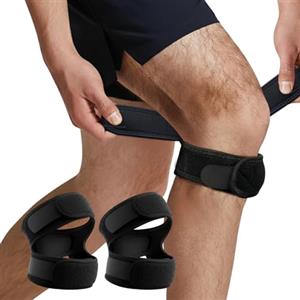 Tpubmity 2 Stuck Tutore Doppio per Ginocchio,Fascia per Tendine Rotuleo Regolabile,Ginocchiera a Compressione Doppia,Tutore Ginocchio Rotula,Adatto a Corsa, Tennis, Jogging, Basket(nero)