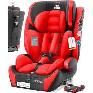 KIDIZ Seggiolino auto per bambini con Isofix, gruppo 1 + 2 + 3, 9 - 36 kg, cintura di sicurezza a 5 punti, seggiolino auto, seggiolino auto, poggiatesta regolabile, rialzo per 1 - 12 anni, stabile e