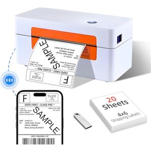 vretti Stampante Etichette Adesive e Spedizione con USB/Bluetooth | Alta Qualità 99.99% Scansione | Testina 3x Durata | 70% Risparmio Costi | Compatibile con Amazon, DHL, UPS