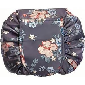 OneGenug - Trousse per trucchi, organizer per trucchi, da donna, Fiore grigio scuro, Beauty case