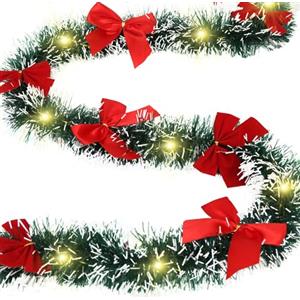 Meleager Ghirlanda Natalizia con Luci 2M, Festoni Albero di Natale Verde, Ghirlanda di Pino Artificiale Decorativa per Scale, Porat, Camino, Natale Decorazioni Casa Interno Esterno