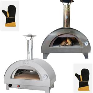 PINTO FERRAMENTA E-COMMERCE Pinto FERRAMENTA Forno per Pizza a Gas o a Legna Fornetto Portatile da Esterno Interno per Giardino Cucina Campeggio Barbecue per Arrosti Pane Dolci Pietra Refrattaria Guanto in Omaggio (MOD.Gas)