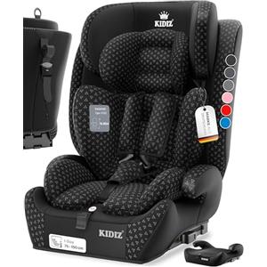 KIDIZ® Seggiolino auto con Isofix i-Size R129 da 100 a 150 cm fino a 12 anni, seggiolino auto gruppo 1/2/3, cintura a 5 punti, poggiatesta regolabile in altezza, rialzo per auto, nero