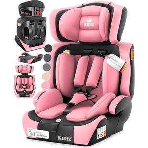 KIDIZ Seggiolino auto per bambini, gruppo 1 + 2 + 3, 9 - 36 kg, cintura di sicurezza a 5 punti, seggiolino auto, poggiatesta regolabile, rialzo del sedile da 1 - 12 anni, stabile e sicuro