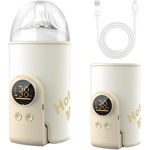 Afenau Scaldabiberon Portatile Senza Fili, 8000 mAh Scalda Biberon Neonato Portatile, con 6 Impostazioni di Temperatura Scalda Latte Portatile Senza Fili, Scalda Biberon Portatile Senza Fili per Viaggi Aereo