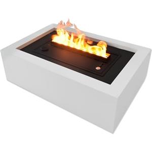 GMR. TRADING for fire and fun GMR FOR FIRE AND FUN Laguna | Camino Elettrico a Vapore da Tavolo (53cm) - Cornice in Legno MDF Bianca - Effetto Fiamma Realistico 3D (Vapore Freddo - Non Scalda) - Alternativa Sicura al Bioetanolo