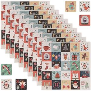 Penitue 10 Fogli di Adesivi Natalizi Dell'Avvento, Adesivi Numerici per Il Conto Rovescia Calendario Natalizio di 25 Giorni Etichette Carta Sigillare Regali per Decorazioni Natalizie con Conto Alla Rovescia