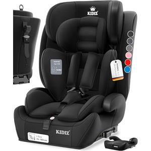 KIDIZ Seggiolino auto per bambini con Isofix, gruppo 1 + 2 + 3, 9 - 36 kg, cintura di sicurezza a 5 punti, seggiolino auto, seggiolino auto, poggiatesta regolabile, rialzo per 1 - 12 anni, stabile e