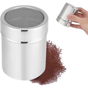 HERCHR Setaccio Farina in Acciaio Inox con Coperchio, Spargi Zucchero a Velo e Cacao per Caffè, Spezie, Cioccolatini, 6 x 7,8 cm / 2,4 x 3,1 pollici