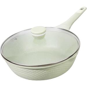 DYGG Padella Wok Antiaderente con Coperchio 30cm 5,5L, 100% Senza PFAS/PFOA, Rivestimento Granito Ultra-Durevole, Compatibile Induzione/Gas/Vetroceramica, Design Igienico e Pulizia Istantanea