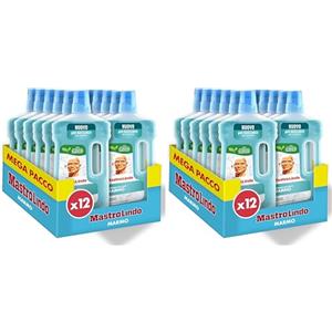 Mastro Lindo Detersivo Pavimenti Marmo, Liquido Superfici Delicate, 12 Confezioni (10 x 930ml), Profumo Fresco e Delicato, Brillantezza Senza Residui, Ingredienti di Origine Vegetale (Confezione da 2)