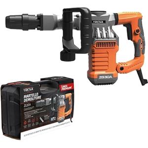 VENTUX GEAR Martello Demolitore Professionale ZG30A || 1300W con 3 Punte e Scalpello || Forza del colpo di 15 Joule || Ideale per lavori di demolizione su muri, cemento || Sistema antivibrazione