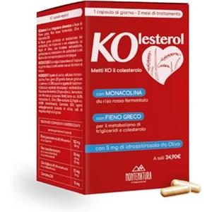 MONTENATURA®KOlesterol Integratore Naturale - Riso Rosso Fermentato con Monacolina, Fieno Greco, Olivo (5mg Idrossitirosolo) e Coenzima Q10 - 1 Capsula al Giorno, 2 Mesi di Trattamento - Senza Glutine