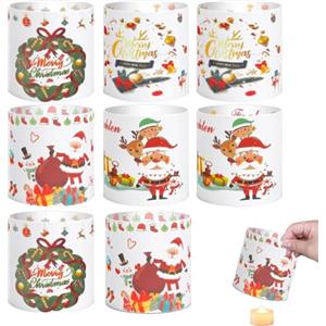 DHWEKU 8 Lanterna Decorativa per la Tavola di Natale, Lanterne Natalizie, Portacandele Natalizie, Decorazione Tavola di Natale, Adatto per Lumini o Candele