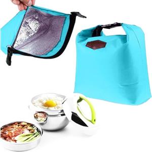 OXFUZZ KAREN66 Borsa frigo piccola da 4 l, con chiusura lampo, mini borsa frigo portatile, pieghevole, impermeabile, borsa termica da picnic, borsa termica per lavoro, scuola, attività all'aperto (azzurro)