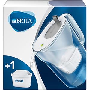 BRITA Caraffa Filtrante Style per acqua, Bianco e Grigio (2.4l) - incl. 1 Filtro MAXTRA+ per la riduzione di cloro, calcare e impurità