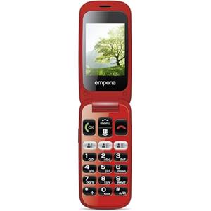 Emporia ONE V200_001 - Telefono cellulare con aletta facile da usare con fotocamera da 2 MP, nero/rosso