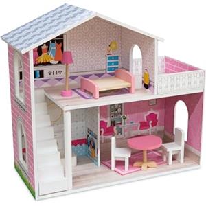 Teorema Giocattoli Teorema - Villetta dei Sogni in Legno, Casa delle Bambole, con Tanti Accessori, Altezza 47cm