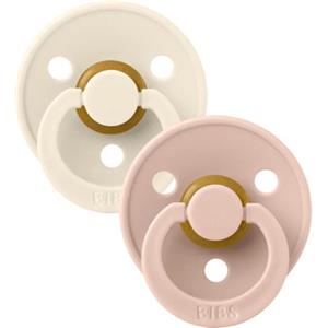 Bibs - Ciuccio Colour Rotondo Lattice Avorio/Rosa Cipria 6+ m Taglia 2 Confezione 2 Pezzi