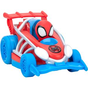 Rei Toys Spidey Veicolo Retrocarica 15 cm con Personaggio Spiderman Non Removibile e Funzione Impennata
