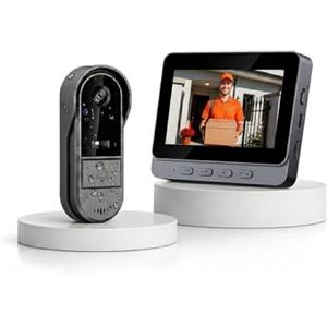 Winnes Video Campanello Videocitofono senza Fili da Esterno Smart Video Citofono Wireless Doorbell Impermeabile IP67 con Telecamera 1080P 4,3 Pollici Display 170° Ultra Grandangolo,Nessun APP&WiFi