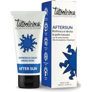 Tattoolicious AFTER SUN 100 ml - Crema Doposole per Tatuaggi | Lenitiva e Re-Idratante | Con Ingredienti Naturali e Principi Attivi Bio, Vegan, Cruelty Free, Derma Tested | Made in Italy