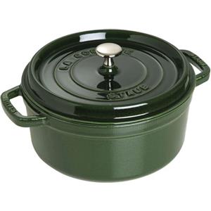 STAUB Casseruola Rotonda in Ghisa Smaltata Verde Basilico, 24 cm, 3,8 litri - Ideale per Rosolare e Stufare