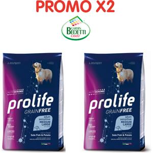 Zoodiaco Crocchette per cani Prolife grain free sensitive sogliola e patate adult medium/large nutrigenomic 10 Kg [PREZZO PER SINGOLA CONFEZIONE] PROMO X2