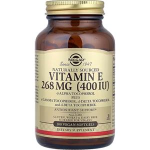 Solgar Vitamina E 268 mg (400 UI) - 100 capsule molli vegane, antiossidante per pelle e cuore